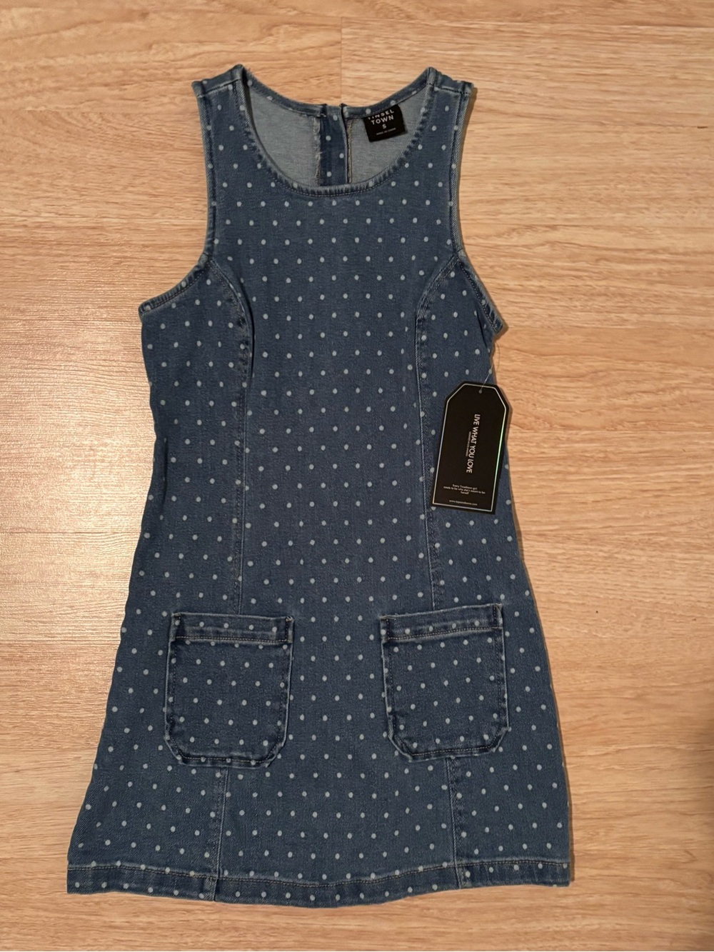BNWT Tinseltown Blue Polka Dot Denim Mini Dress